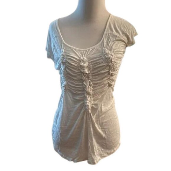 Kenar Blouse Viscose Gathered Front White Women's Small - Picture 6 of 6